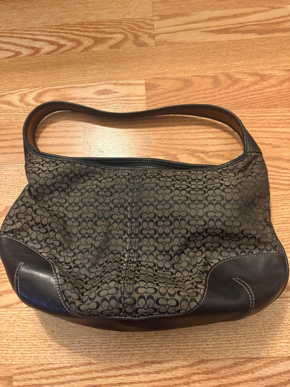 Coach Signature Hobo in Brown and Black